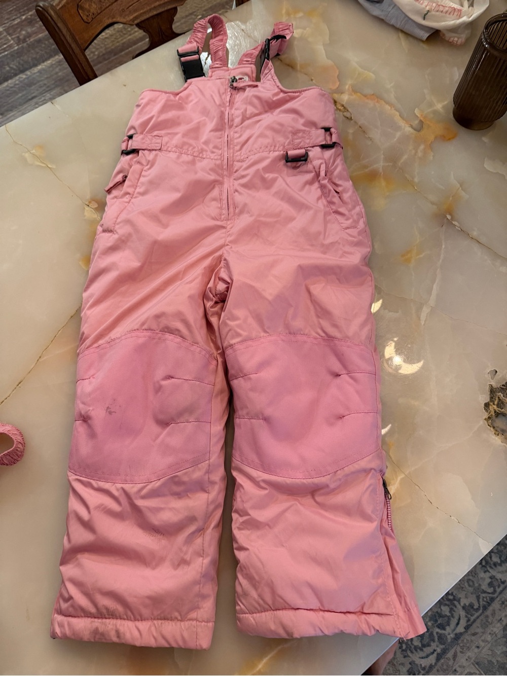 Kids Pink Snow Bib Overalls